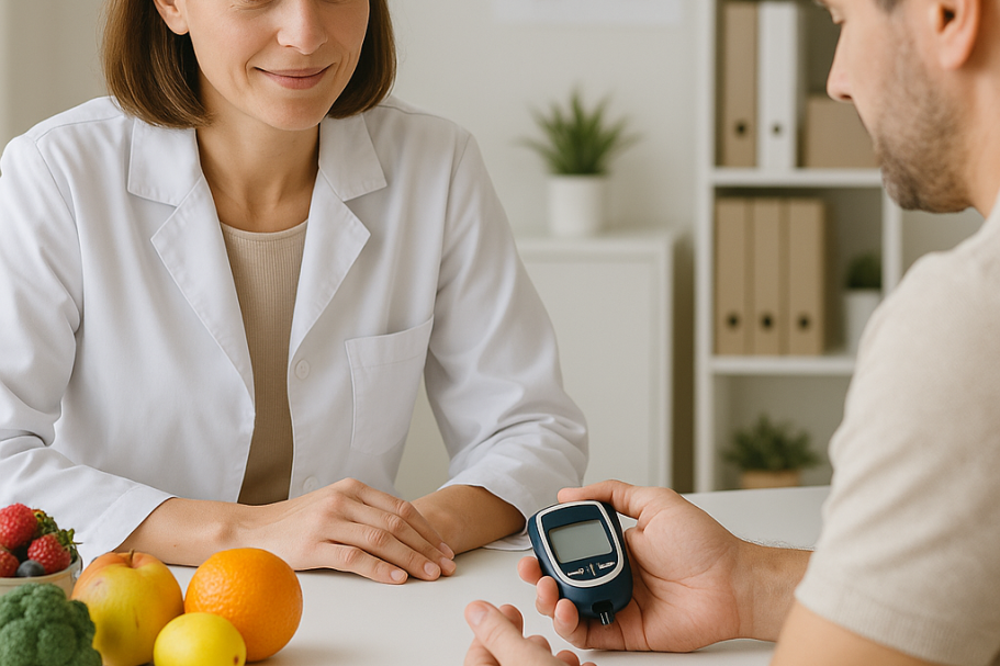 Plan alimentario personalizado, educación nutricional y menús para mejorar control glucémico y calidad de vida